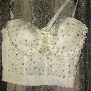 White Bustier Pearl top